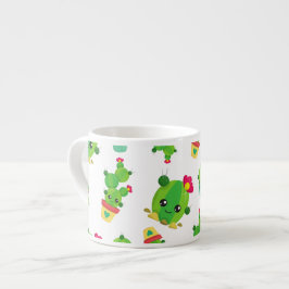 Xícara De Espresso Cactus Bonito, Cactus Verde, Padrão De Cactus