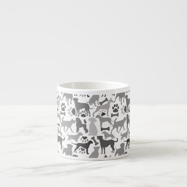 Xícara De Espresso Cães e patas 03.b Padrão branco BG (Frente)
