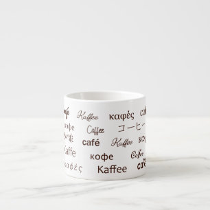 Xícara De Espresso "Café" Escrito em 13 línguas Osso China Mug