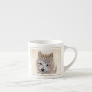 Xícara De Espresso Cairn Terrier Puppy Painting - Arte Original De C