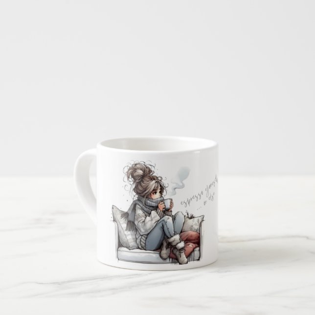 Xícara De Espresso Calma Café Vibes Mug - Relaxe e Desencha (Frente Esquerda)