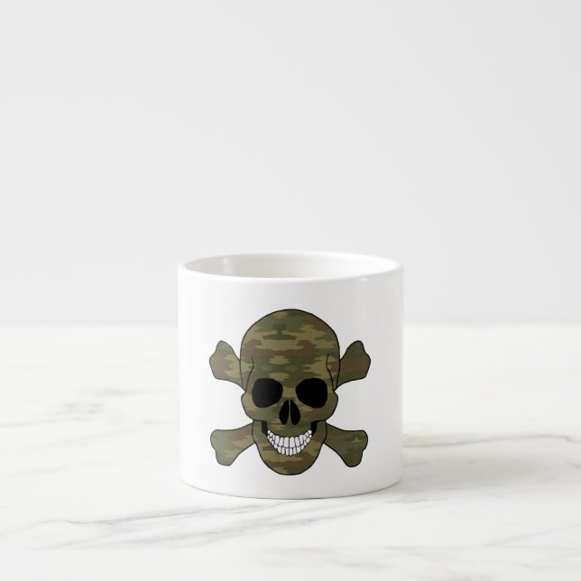 Xícara De Espresso Camuflagem Crânio E Crossbones (Frente)