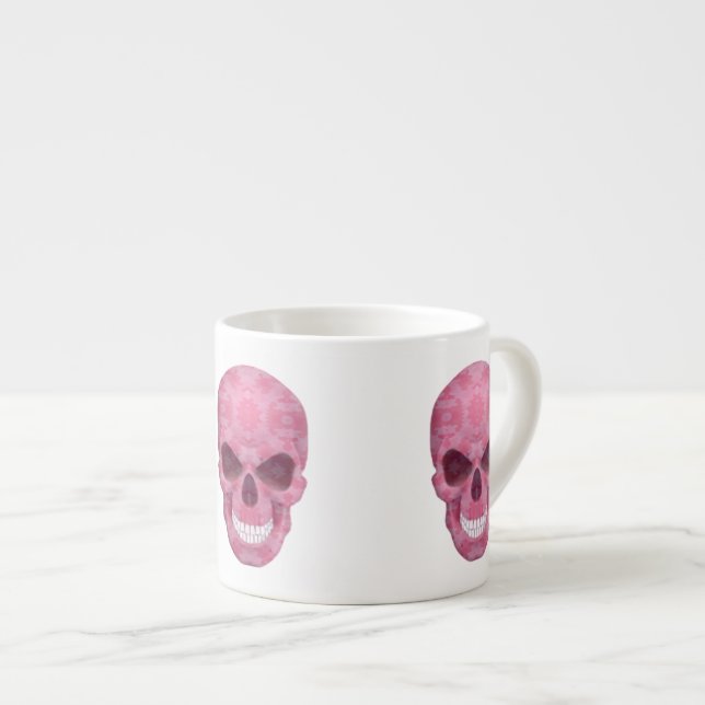 Xícara De Espresso Camuflagem rosa Caveira Espresso Mug (Frente Esquerda)