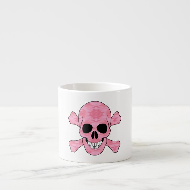 Xícara De Espresso Camuflagem Rosa Crânio E Crossbones Mug (Frente)