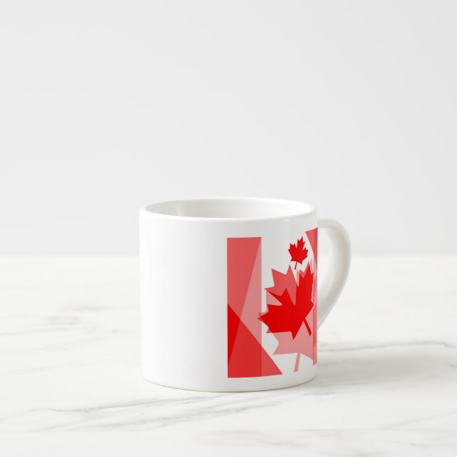 Xícara De Espresso Canadiano vermelho Maple Leaf Layout Estilo CANADÁ (Frente Esquerda)