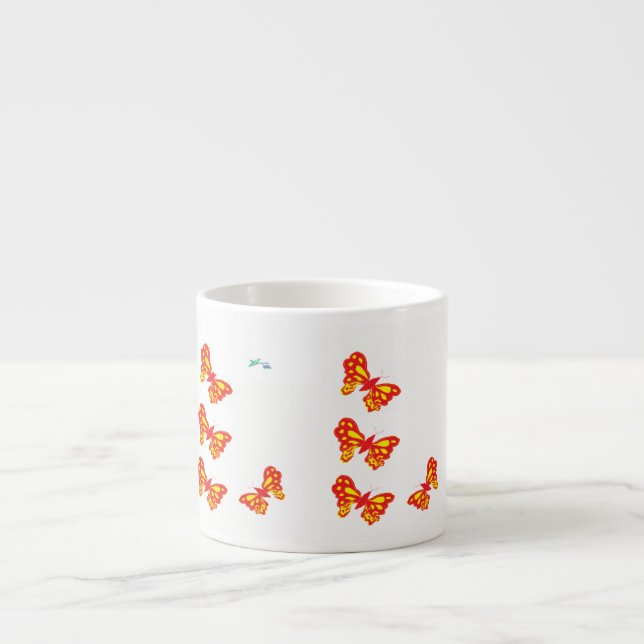 Xícara De Espresso Caneca/Borboletas (Frente)
