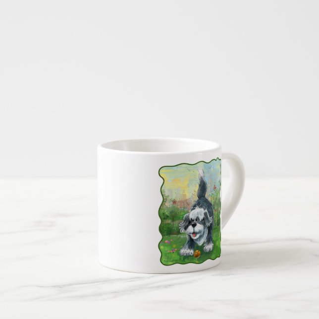 Xícara De Espresso Cão Ovelheiro Desgrenhado (Frente Esquerda)