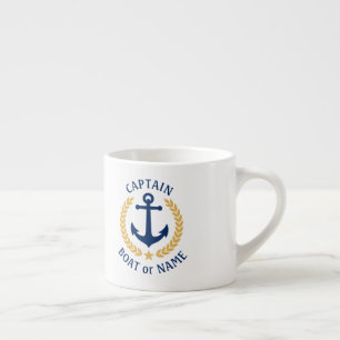 Xícara De Espresso Capitão Boat Name Anchor Dourado Style Laurel Sta