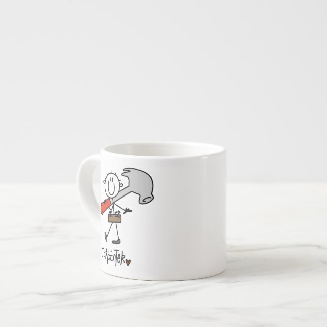 Xícara De Espresso Carpinteiro Com Martelo (Frente Esquerda)