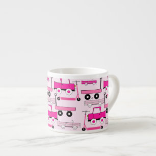 Xícara De Espresso Carros vintage de rodas cor-de-rosa quentes Vagão