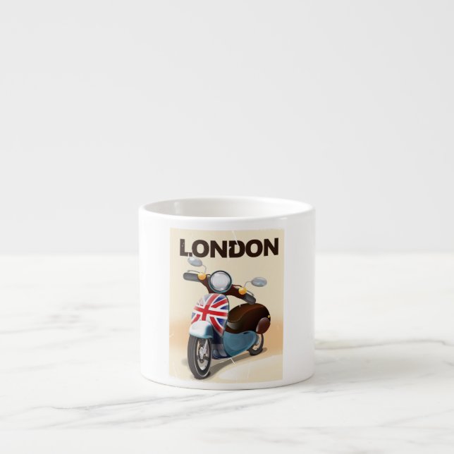Xícara De Espresso Cartaz de viagem de scooter vintage Londres union  (Frente)