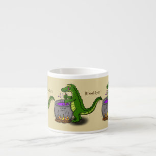 Xícara De Espresso Cartografia engraçada do cozinhar de jacaré verde