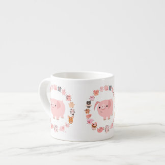 Xícara De Espresso Cartoon Bonito Pig Mandala Espresso Mug