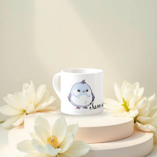 Xícara De Espresso Cartoon de Aves Cute Kawaii Chubby - Pastel Adoráv