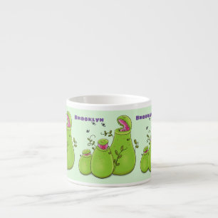 Xícara De Espresso Cartoon de plantas carnívoras verdes e engraçadas