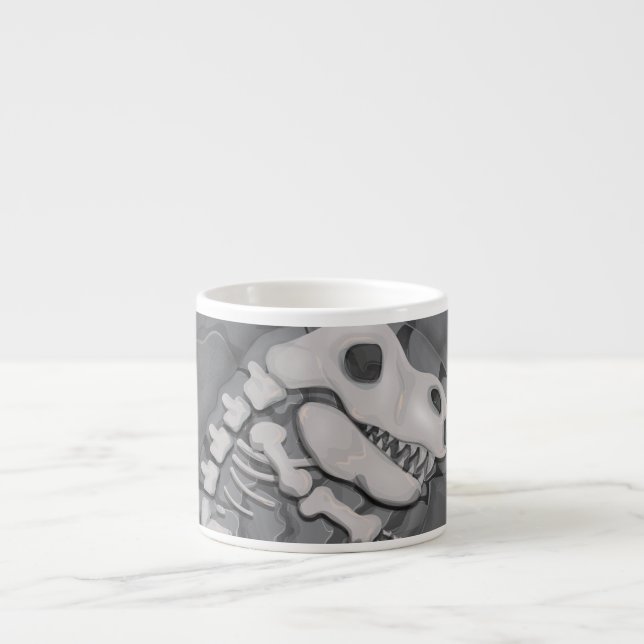 Xícara De Espresso Cartoon Fóssil Dinossauro (Frente)