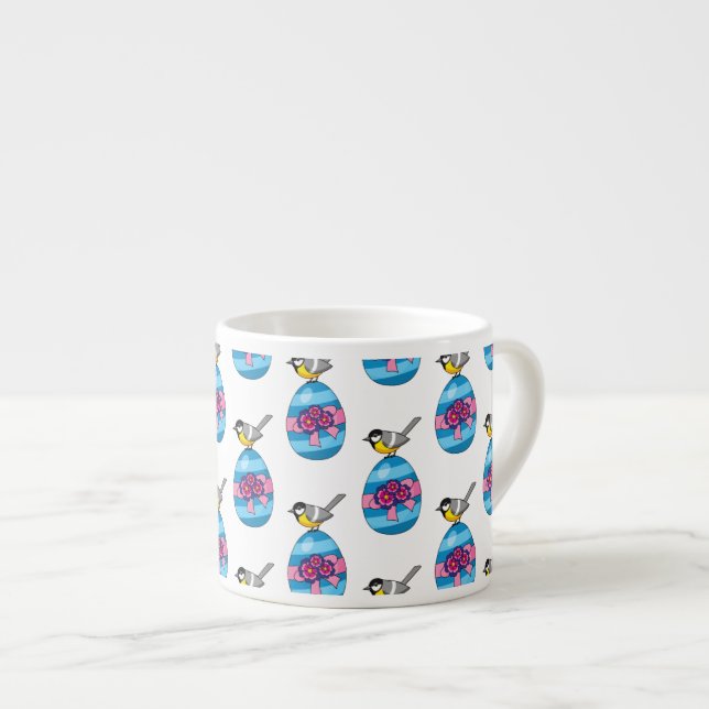Xícara De Espresso Cartoon Great Tit with Easter Egg (Frente Esquerda)
