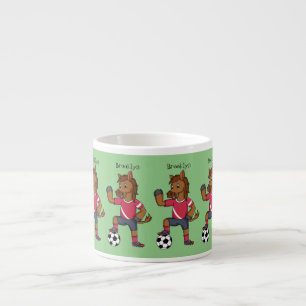 Xícara De Espresso Cavalo engraçado bonito jogando cartoon de futebo