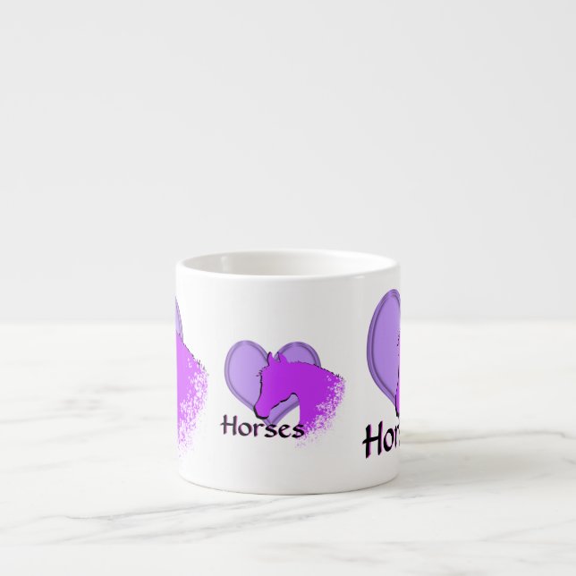 Xícara De Espresso Cavalos do Coração III (roxo) (Frente)