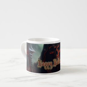 Xícara De Espresso Caveira da Morte no Halloween Arte Assustadora