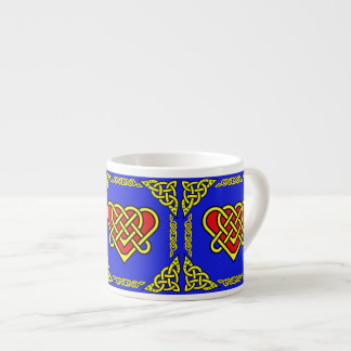 Xícara De Espresso Celtic/Gadhlig coração entrelaçado 3, dourado/verm