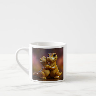 Xícara De Espresso Cena de Conforto de Dinossauro Solidário