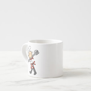Xícara De Espresso Chef Com Pinças De Salada
