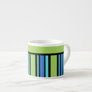 Xícara De Espresso Chic Espresso Mug, Blue Green Black Stripes