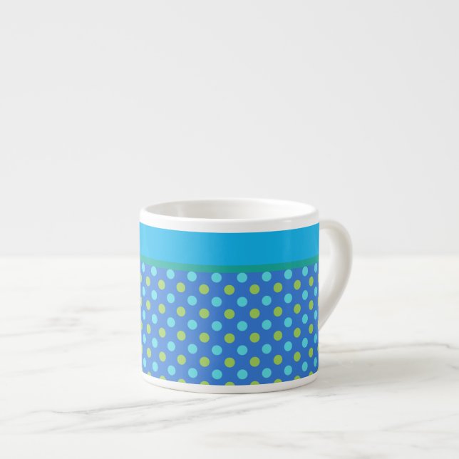 Xícara De Espresso Chic Espresso Mug, Bolinhas De Luas Azuis (Frente Esquerda)