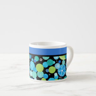 Xícara De Espresso Chic Espresso Mug, Padrão de Luas Azuis Quirky