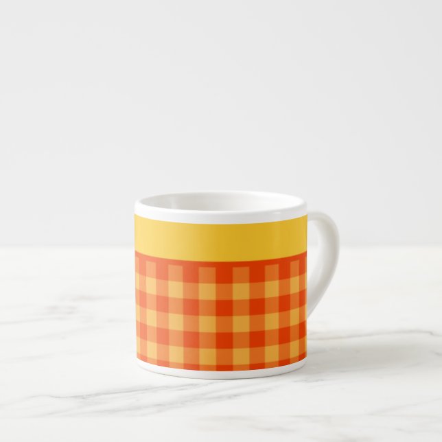 Xícara De Espresso Chic Orange Check Gingham Espresso Mug (Frente Esquerda)