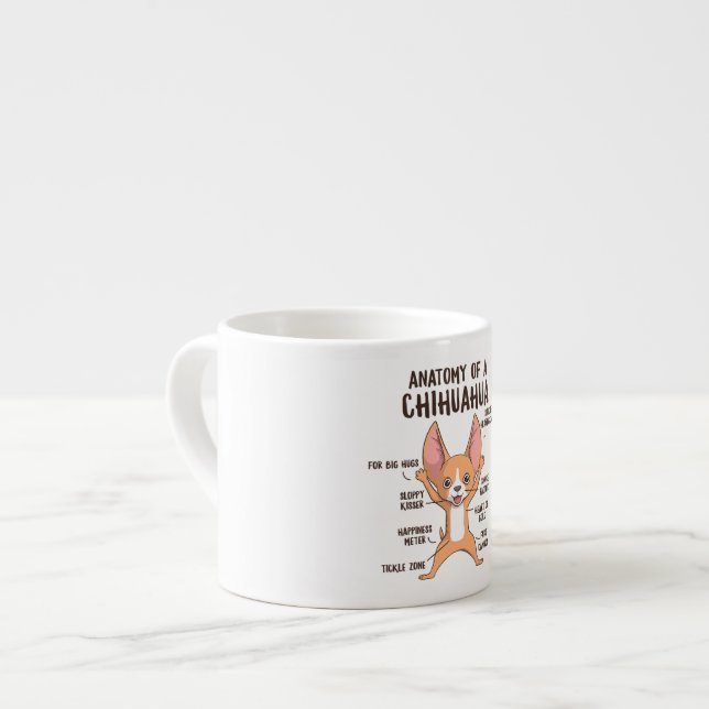 Xícara De Espresso Chihuahua Anatomy Mug Oferece Chihuahua Café Mug (Frente Esquerda)
