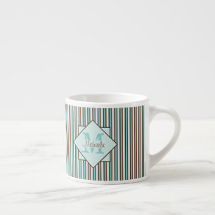 Xícara De Espresso Chocolate Castanho e Minigrama Verde - Monograma