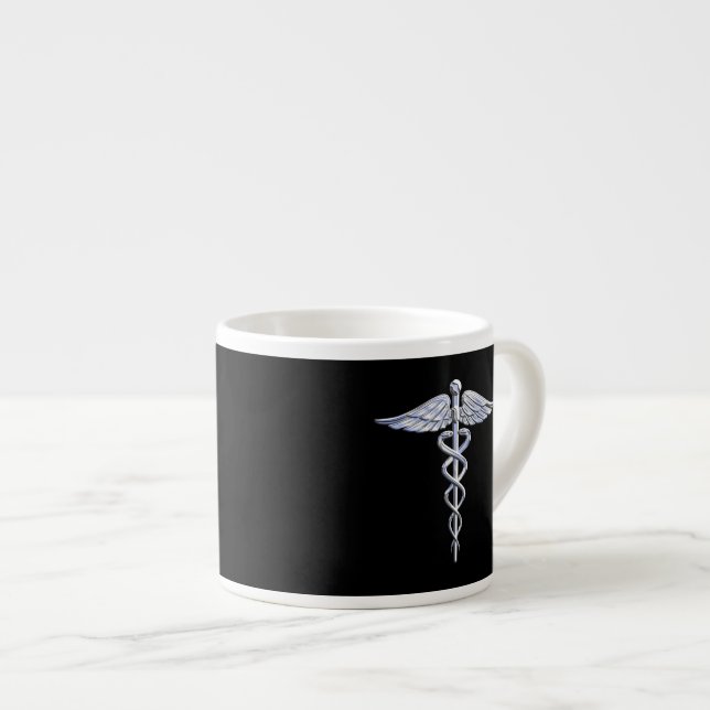 Xícara De Espresso Chrome Like Caduceus Medical Symbol (Frente Esquerda)