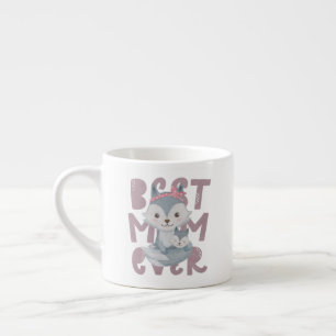 Xícara De Espresso Cinza Fox Mãe e Cub - Melhor Mãe De Todos