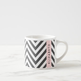 Xícara De Espresso Cinza Zigzag, Cinza Chevron, Mint, Seu Nome