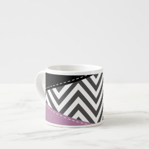 Xícara De Espresso Cinza Zigzag, Cinza Chevron, Zigzag Patterno, Roxo