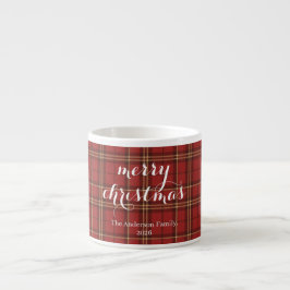 Xícara De Espresso Classic Plaid Merry Christmas Festive -