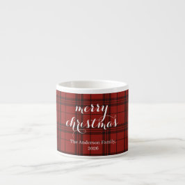 Xícara De Espresso Classic Plaid Merry Christmas Festive -