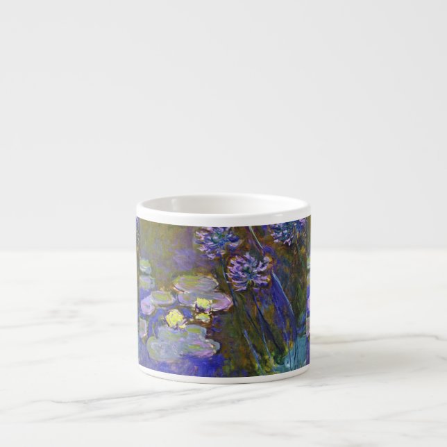 Xícara De Espresso Claude Monet Nenúfares Agapanthus Arte Vintage (Frente)