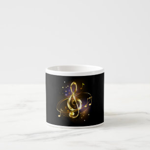 Xícara De Espresso Clave de Sol de Música Dourada