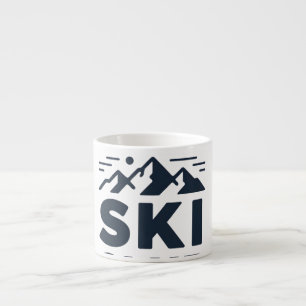 Xícara De Espresso Clube Apres Ski Logotipo Montanha - Inverno Mascul
