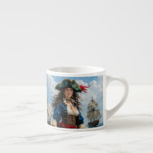 Xícara De Espresso Cobalt Kate - Capitã Pirata Feminina de Alto Contr