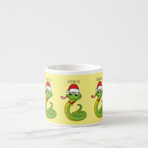 Xícara De Espresso Cobra verde-giro com desenho animado de chapéu de