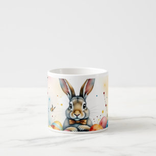 Xícara De Espresso Coelhinho da Páscoa Fofo com Ovos Pintados Colorid