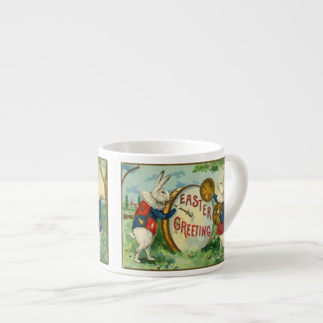 Xícara De Espresso Coelhinhos da Páscoa bonitos com ovo da páscoa (Frente Esquerda)