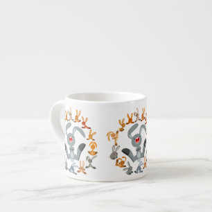 Xícara De Espresso Coelhos de Cartoon Bonitos Mandala Espresso Mug