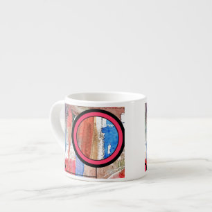 Xícara De Espresso colagem da arte abstracta, meios mistos e aguarela