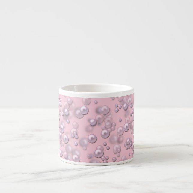 Xícara De Espresso Colocadores de pérolas rosa-branco em veludo rosa (Frente)