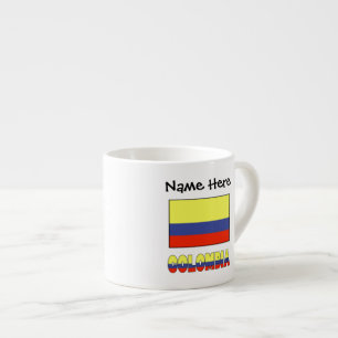 Xícara De Espresso Colômbia e Bandeira Colombiana Personalizada